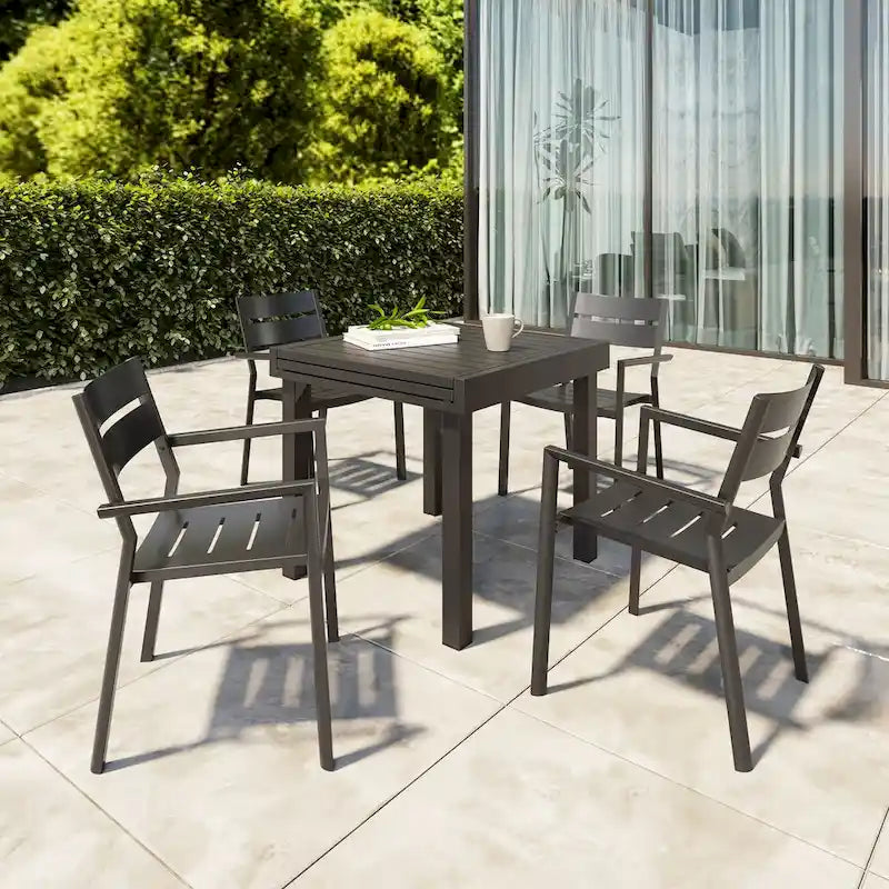 VredHom 2/4 PCS Outdoor Dining Chairs Aluminum Stackable Armchair