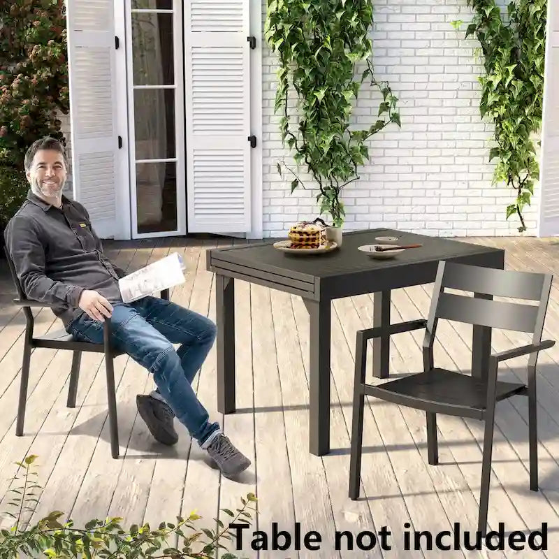 VredHom 2/4 PCS Outdoor Dining Chairs Aluminum Stackable Armchair