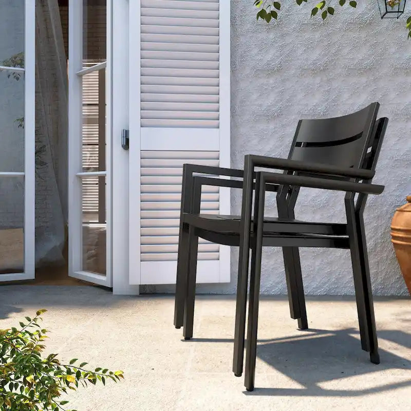 VredHom 2/4 PCS Outdoor Dining Chairs Aluminum Stackable Armchair