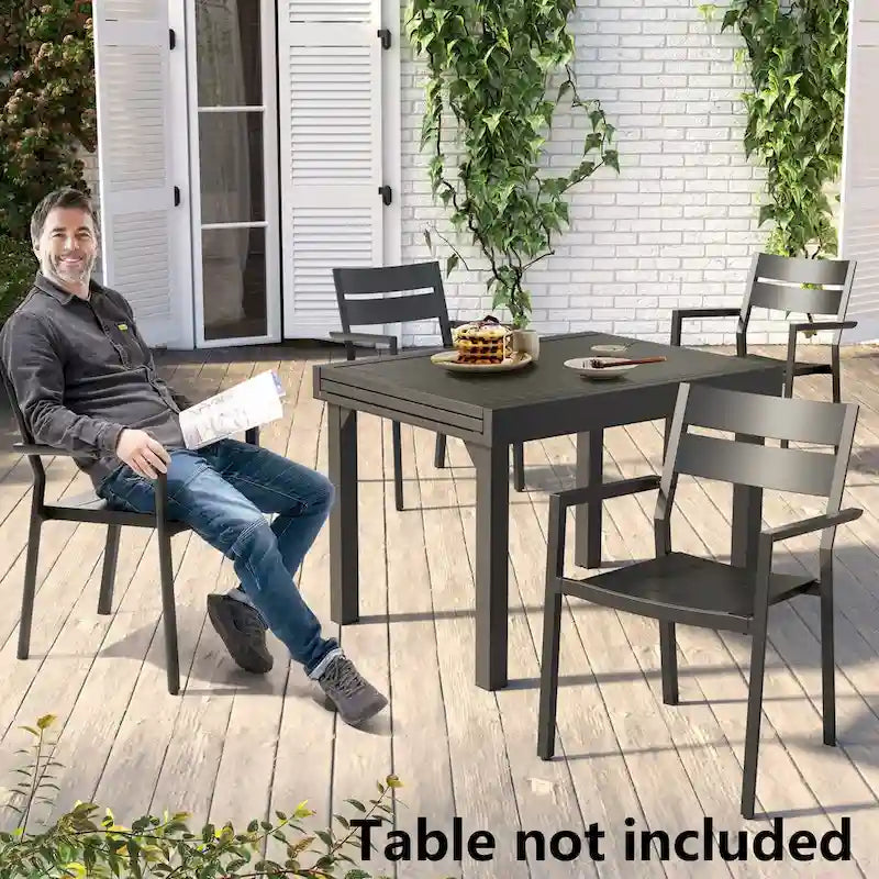 VredHom 2/4 PCS Outdoor Dining Chairs Aluminum Stackable Armchair