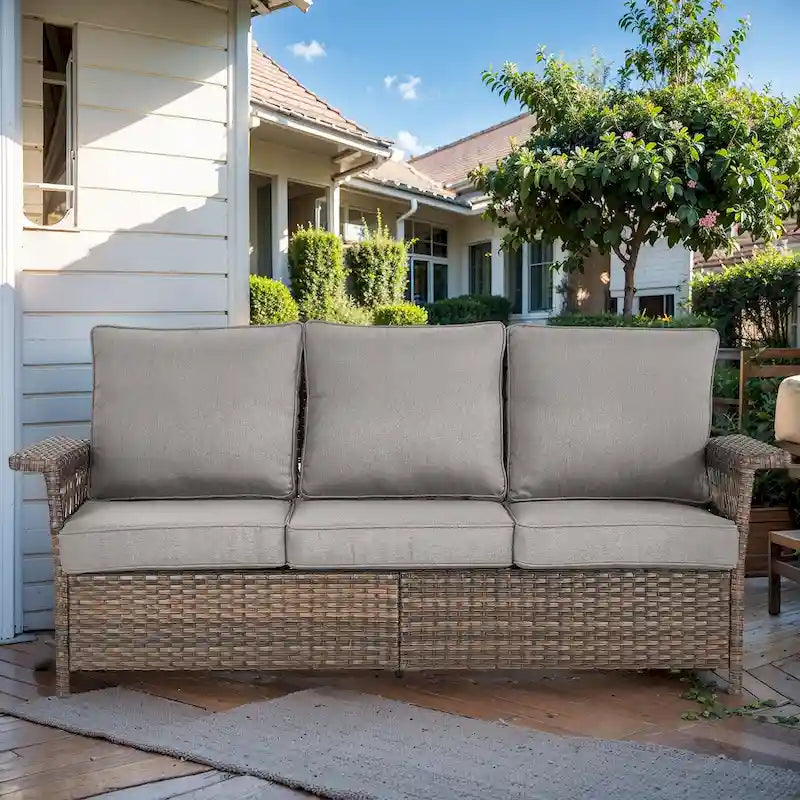 Outdoor Rattan Sofa with Cushion