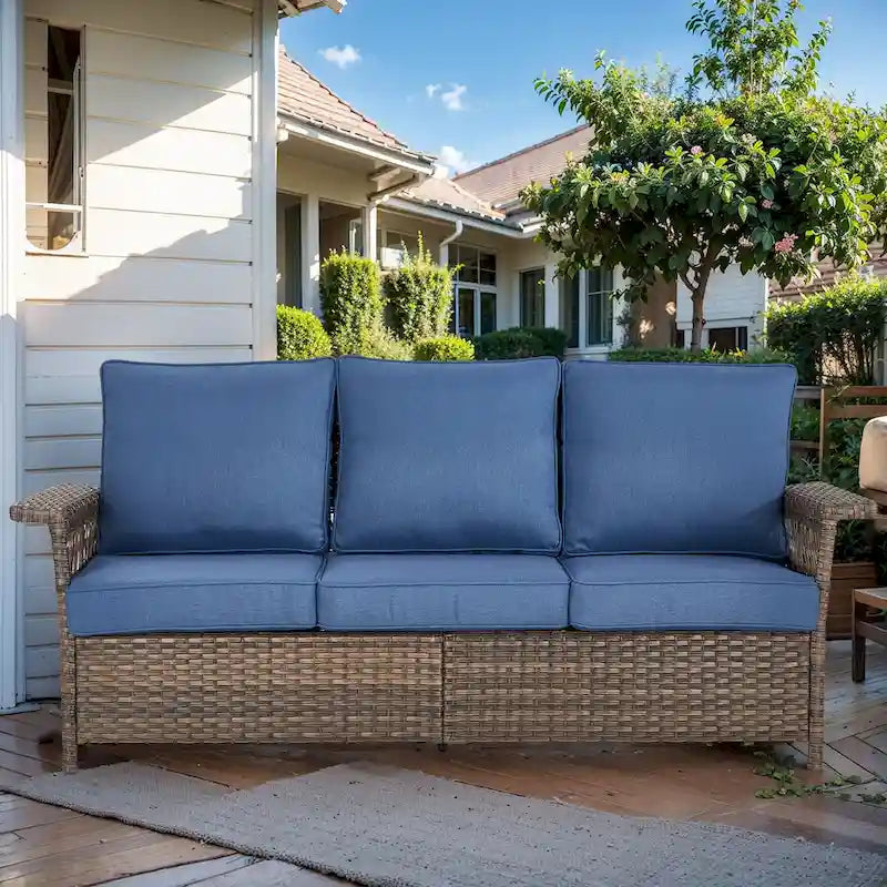 Outdoor Rattan Sofa with Cushion