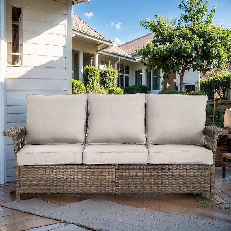 Outdoor Rattan Sofa with Cushion