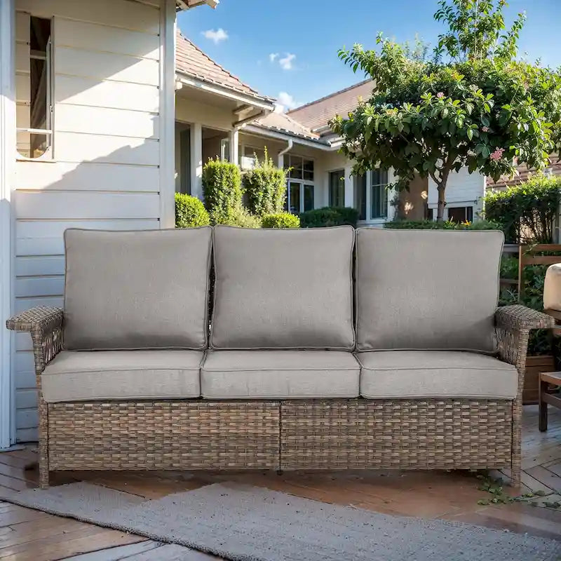 Outdoor Rattan Sofa with Cushion