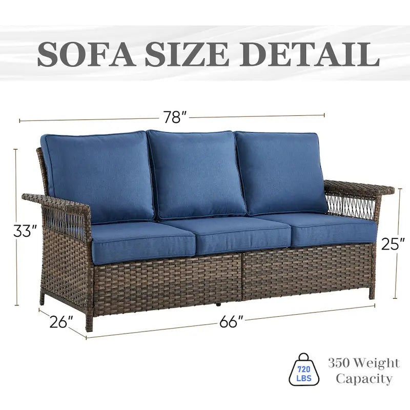 Outdoor Rattan Sofa with Cushion