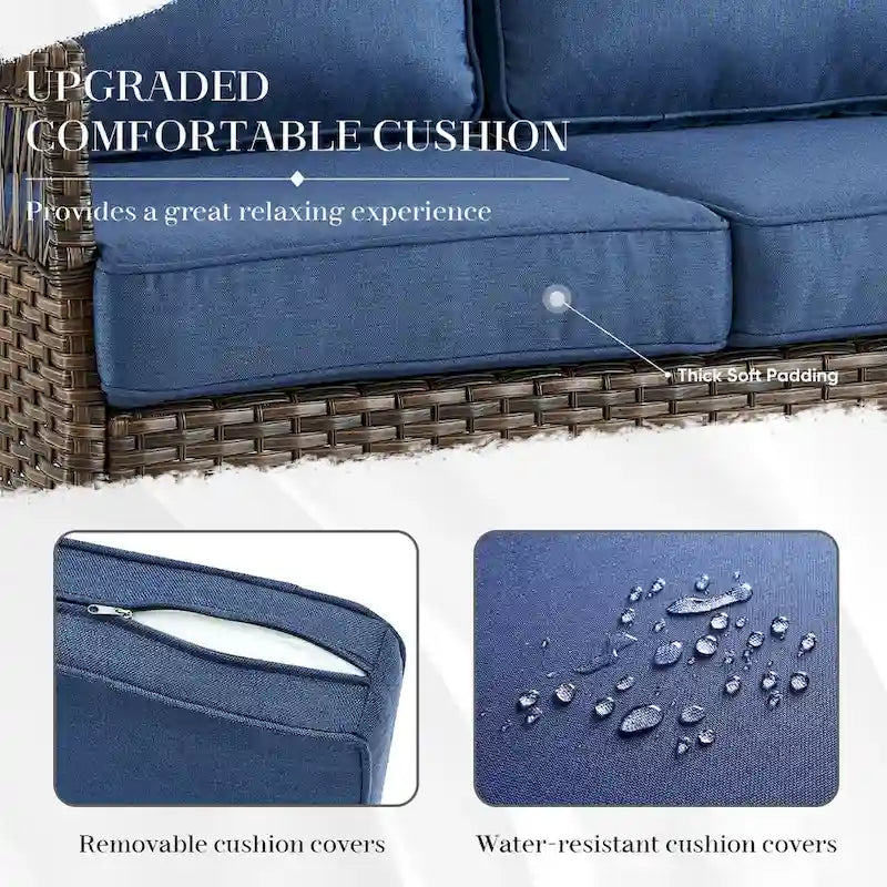 Outdoor Rattan Sofa with Cushion