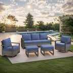 Gymojoy Patio Sofa Set with Glider Chair and Ottmans - Grey