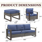 Gymojoy Patio Sofa Set with Glider Chair and Ottmans - Grey