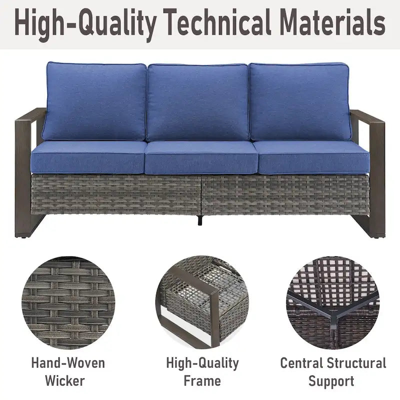 Gymojoy Patio Sofa Set with Glider Chair and Ottmans - Grey