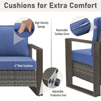 Gymojoy Patio Sofa Set with Glider Chair and Ottmans - Grey