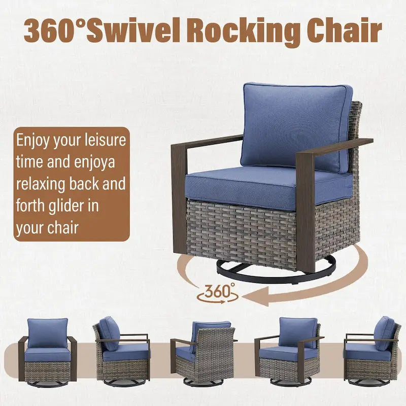 Gymojoy Patio Sofa Set with Glider Chair and Ottmans - Grey