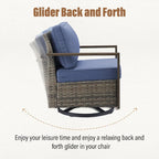 Gymojoy Patio Sofa Set with Glider Chair and Ottmans - Grey