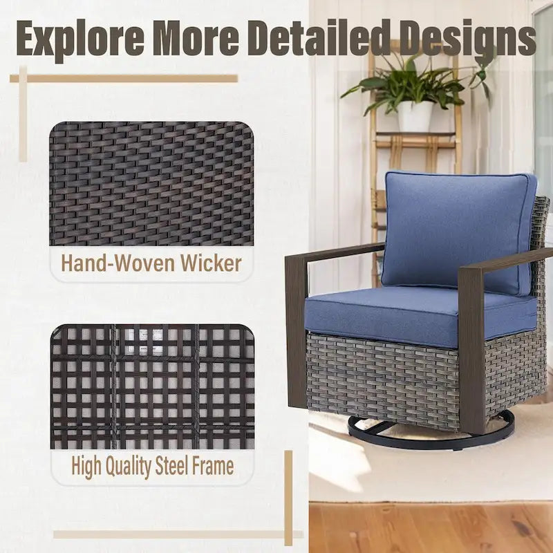 Gymojoy Patio Sofa Set with Glider Chair and Ottmans - Grey