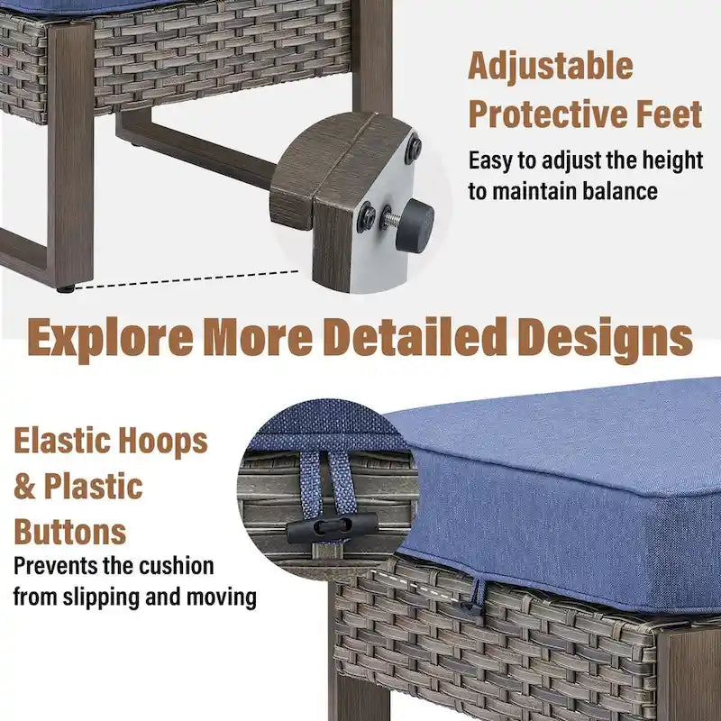 Gymojoy Patio Sofa Set with Glider Chair and Ottmans - Grey