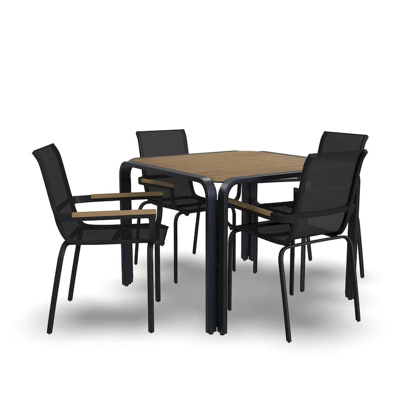 Finn 5-Piece Outdoor Square Table and Four Chair Set by Homestyles