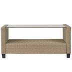 Outdoor, Patio Furniture Sets, 4 Piece Conversation Set Wicker Ratten Sectional Sofa with Seat Cushions