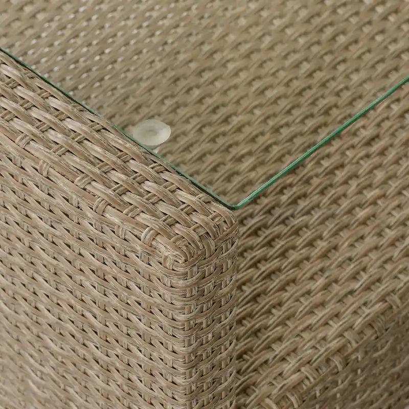 Outdoor, Patio Furniture Sets, 4 Piece Conversation Set Wicker Ratten Sectional Sofa with Seat Cushions