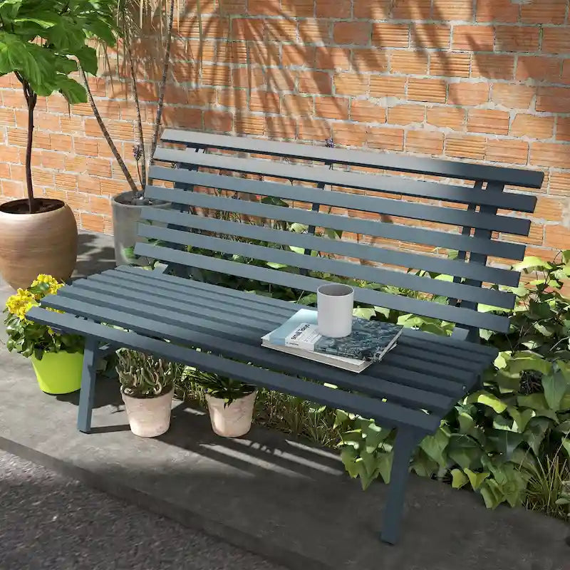 Outsunny 48.5     Garden Bench with Slatted Seat