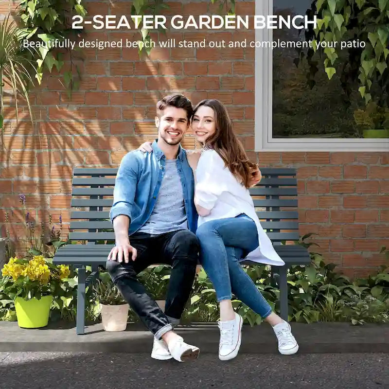 Outsunny 48.5     Garden Bench with Slatted Seat