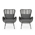 2 PCS Outdoor Modern Rattan Chair Set of 2 by Christopher Knight Home