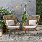 2 PCS Outdoor Modern Rattan Chair Set of 2 by Christopher Knight Home