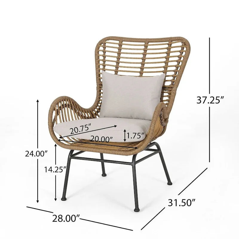 2 PCS Outdoor Modern Rattan Chair Set of 2 by Christopher Knight Home
