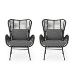 2 PCS Outdoor Modern Rattan Chair Set of 2 by Christopher Knight Home