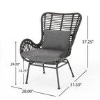 2 PCS Outdoor Modern Rattan Chair Set of 2 by Christopher Knight Home