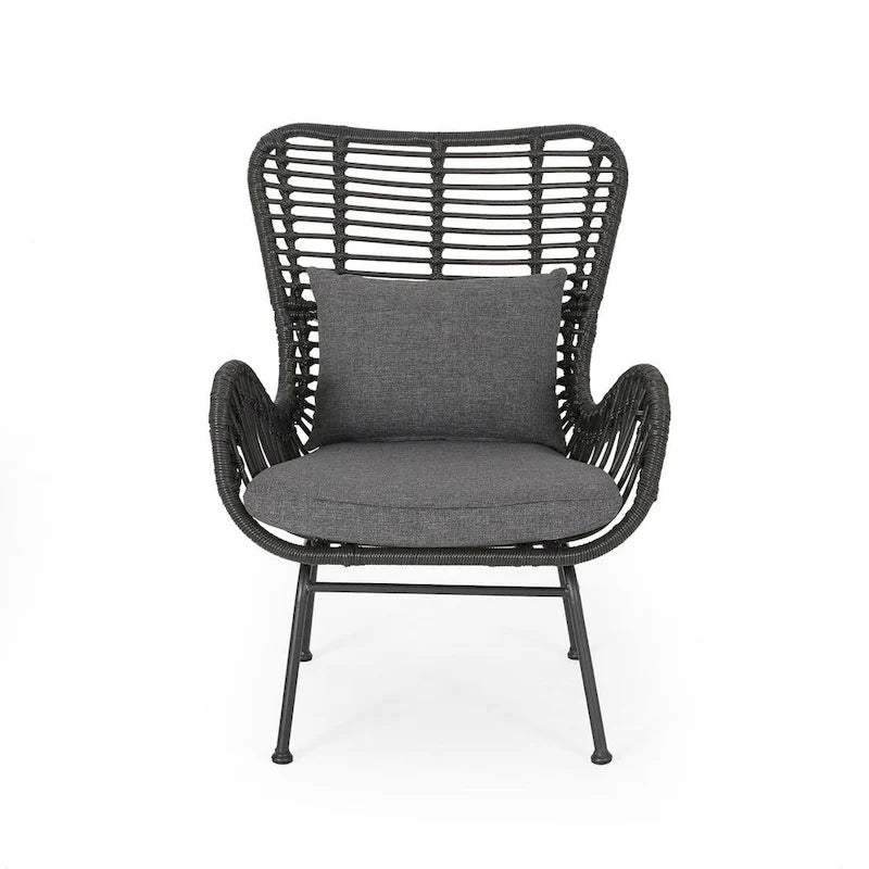 2 PCS Outdoor Modern Rattan Chair Set of 2 by Christopher Knight Home