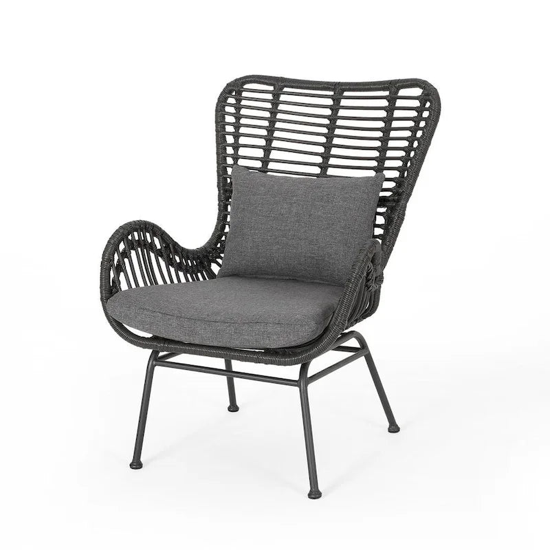 2 PCS Outdoor Modern Rattan Chair Set of 2 by Christopher Knight Home