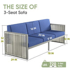 Patio Wicker Sofa Deep Seat Sofa Set