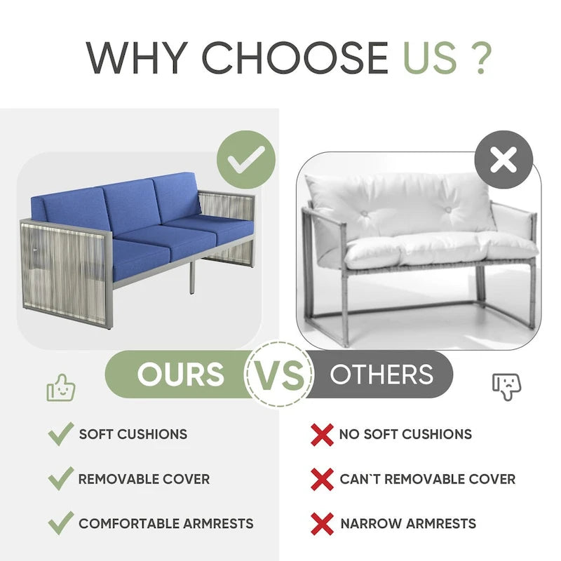 Patio Wicker Sofa Deep Seat Sofa Set