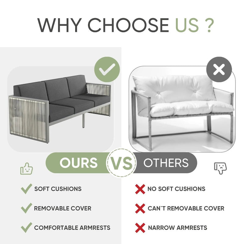 Patio Wicker Sofa Deep Seat Sofa Set