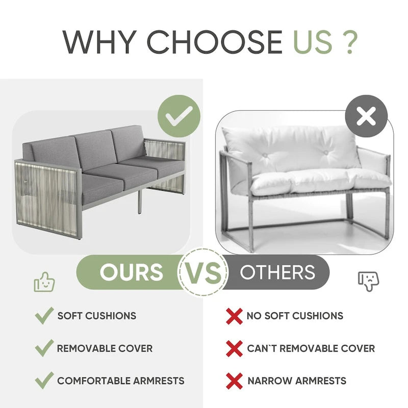 Patio Wicker Sofa Deep Seat Sofa Set