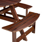 8-Person Wooden Picnic Benches Outdoor Round Table