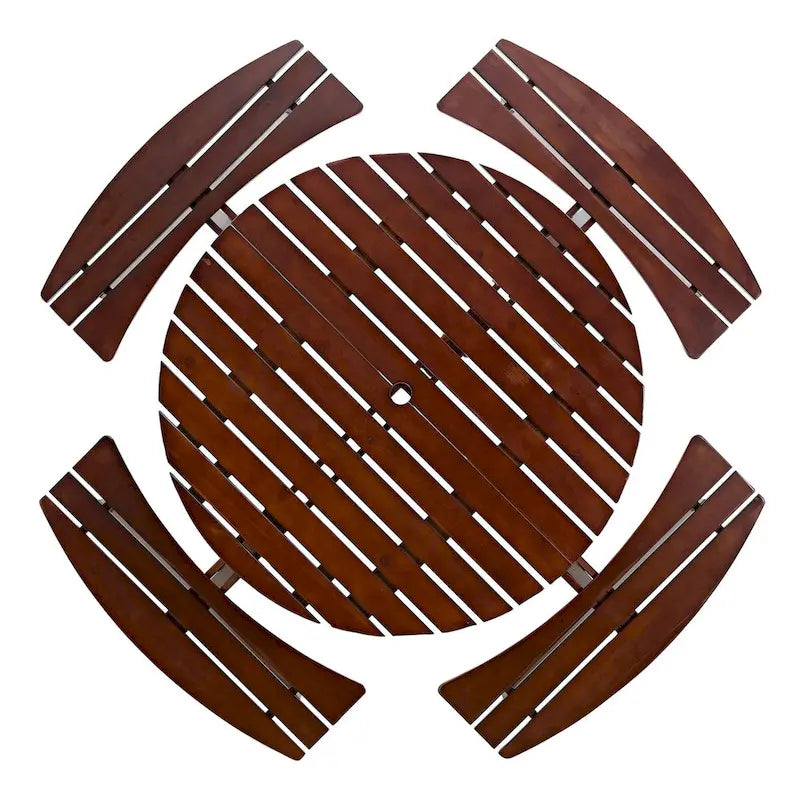 8-Person Wooden Picnic Benches Outdoor Round Table