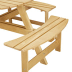 8-Person Wooden Picnic Benches Outdoor Round Table