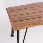 Coffee Table Teak Wood and Metal Rustic Patio Furniture by Christopher Knight Home