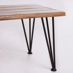Coffee Table Teak Wood and Metal Rustic Patio Furniture by Christopher Knight Home