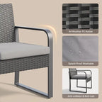 3 Pieces Patio Bistro Sets, Outdoor Rattan Conversation with Glass Table, Wicker Furniture Set with Cushion