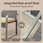 3 Pieces Patio Bistro Sets, Outdoor Rattan Conversation with Glass Table, Wicker Furniture Set with Cushion