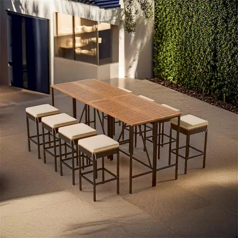 10-Piece Outdoor Wicker Bar Set