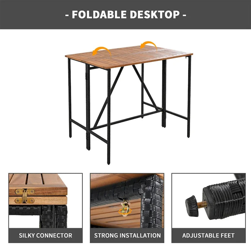 10-Piece Outdoor Wicker Bar Set