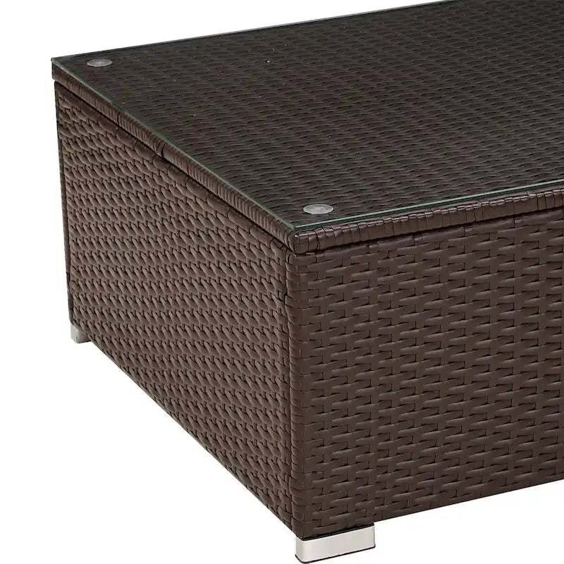 7-Pieces Red Wicker Outdoor Sectional Set with Gray Cushions and Coffee Table