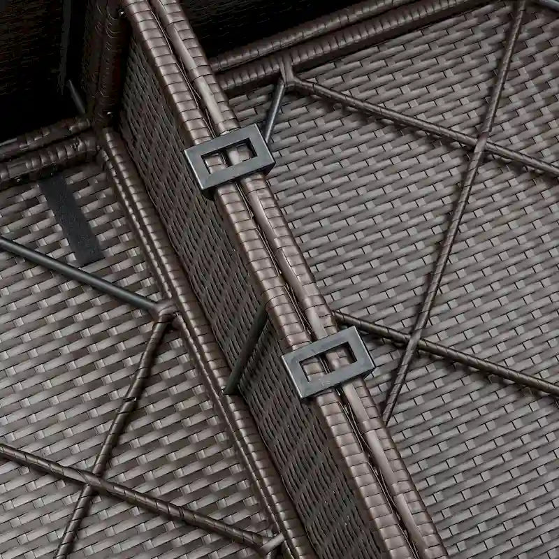 7-Pieces Red Wicker Outdoor Sectional Set with Gray Cushions and Coffee Table