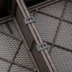 7-Pieces Red Wicker Outdoor Sectional Set with Gray Cushions and Coffee Table