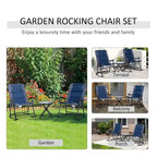 3 Piece Outdoor Patio Furniture Set w/ 2 Folding Padded Rocking Chairs