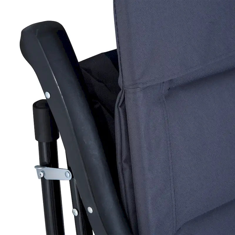 3 Piece Outdoor Patio Furniture Set w/ 2 Folding Padded Rocking Chairs