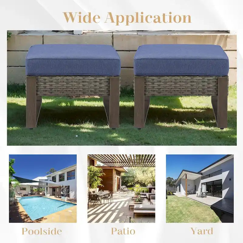 Gymojoy 3-Seat Outdoor Rattan Sofa Patio Sofa with Ottoman - Grey