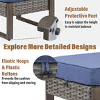 Gymojoy 3-Seat Outdoor Rattan Sofa Patio Sofa with Ottoman - Grey